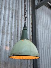 Industrial style Green enamel lamp in Enamel