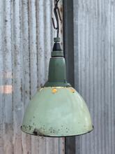 Industrial style Green enamel lamp in Enamel