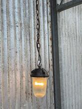 Industrial style Lamp in Glass and iron 20e eeuw
