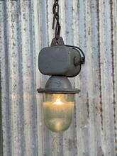 Grijze lamp Industrieel stijl in ijzer en glas ,