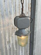 Grijze lamp Industrieel stijl in ijzer en glas ,