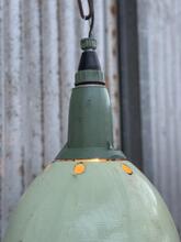 Groen emaille lamp Industrieel stijl in Emaille, 20e eeuws