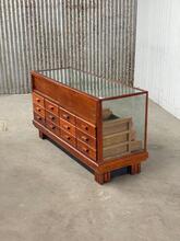 Antique style Counter in wood and glass, Europe 20th Century