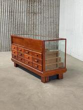 Antique style Counter in wood and glass, Europe 20th Century