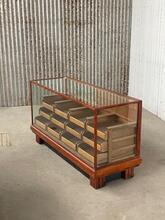 Antique style Counter in wood and glass, Europe 20th Century