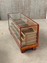 Antique style Counter in wood and glass, Europe 20th Century
