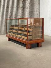 Antique style Counter in wood and glass, Europe 20th Century