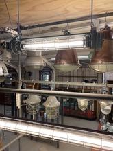 Industrial style Industrial lamp in iron and glass, Europe 20e eeuw