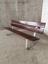 Industrial style Bench  in hardwood and iron, Dutch 20th Century