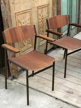 Gijs van der sluis style Chairs in Wood and iron, European 20th century