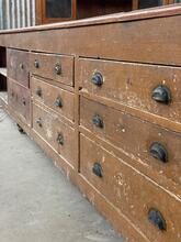 Antieke winkel toonbank, Frankrijk 20e eeuws Antiek stijl in hout en glas, Frankrijk 20e eeuws