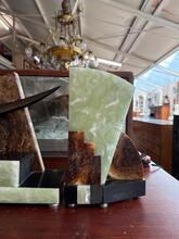 Art deco klok brons beeld fazant Antiek stijl in marmer, 1930