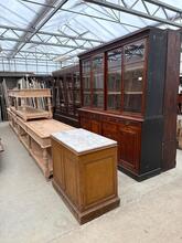 Toonbank uit apotheek Antiek stijl in hout marmerblad, Frankrijk 20e eeuws