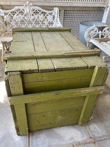 Antieke groene kist Antiek stijl in Hout,