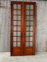 Antieke set deuren met glas stijl in Hout en glas ,