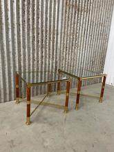 Antieke tafel Antiek stijl in ijzer en glas ,