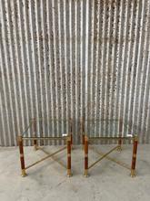 Antieke tafel Antiek stijl in ijzer en glas ,