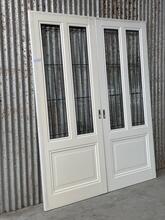 Antique style Antique doors with Facet glass in Wood and glass, NL  1970s