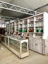 Antique style Antique long counter in Wood and glass, Europe 20th Century