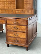 Antique style Antique partnerdesk in oak wood, Europe 20th Century