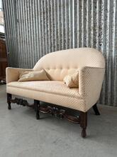 Antique style Bench in wood fabric, Europe 20e eeuw