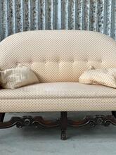 Antique style Bench in wood fabric, Europe 20e eeuw