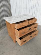 Antique style Chest of drawers in wood and marble