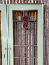 Antique style Ensuite doors mint green with stained glass in Wood and glass, Amsterdam midcentury