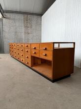 Antique style Gigantic counter with glass in wood and glass, Europe