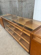 Antique style Gigantic counter with glass in wood and glass, Europe