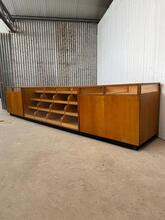 Antique style Gigantic counter with glass in wood and glass, Europe