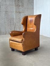 Antique style Kings armchair brutalist leather  in leather, Europe