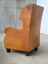 Antique style Kings armchair brutalist leather  in leather, Europe