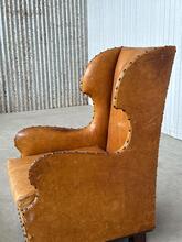 Antique style Kings armchair brutalist leather  in leather, Europe