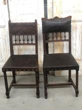 Antique style Antique leather chairs in Wood and leather