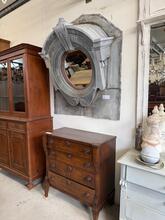 Antique style Oeil de boeuf mirror in Zinc and glass