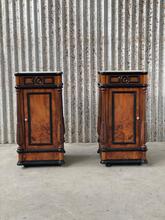Antique style Set nightstands in wood and marble, Europe 20th Century