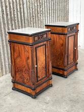 Antique style Set nightstands in wood and marble, Europe 20th Century