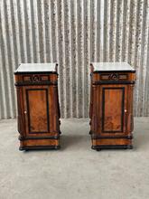 Antique style Set nightstands in wood and marble, Europe 20th Century