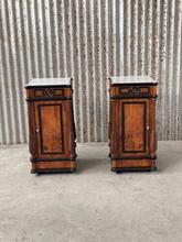Antique style Set nightstands in wood and marble, Europe 20th Century