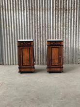 Antique style Set nightstands in wood and marble, Europe 20th Century