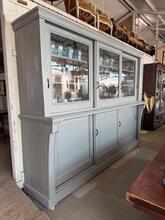Antique style Shopcabintet gray in wood and glas 20- century