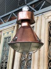 Industrial style Pendant lamp in Iron and glass, East Europe 20th century