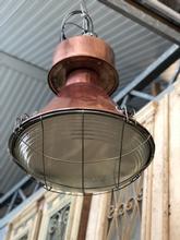 Industrial style Pendant lamp in Iron and glass, East Europe 20th century