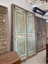 Green style Antique door in frame in Wood