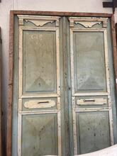 Green style Antique door in frame in Wood