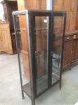 Industrial shopfittings style 2-doors old hospital cabinet in Glass metal, East Europe