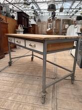 Industrial style work table in wood and iron, Europe