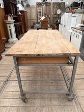 Industrial style work table in wood and iron, Europe