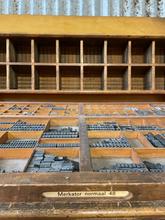 Industriële letterkast Industrieel stijl in hout, ladekast 20e eeuw